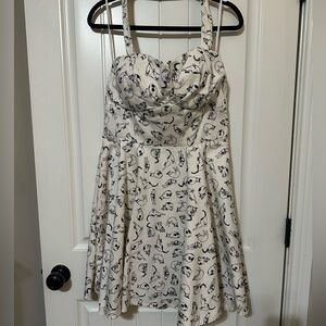 Strapless halter dress KITTEN / CAT print